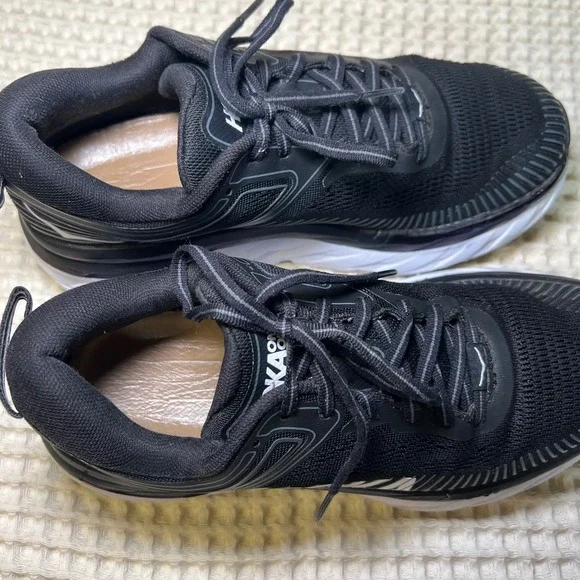 Hoka One One Bondi 7 Black White Running Shoes Womens 8.5 1110519 BWHT - Picture 5 of 10